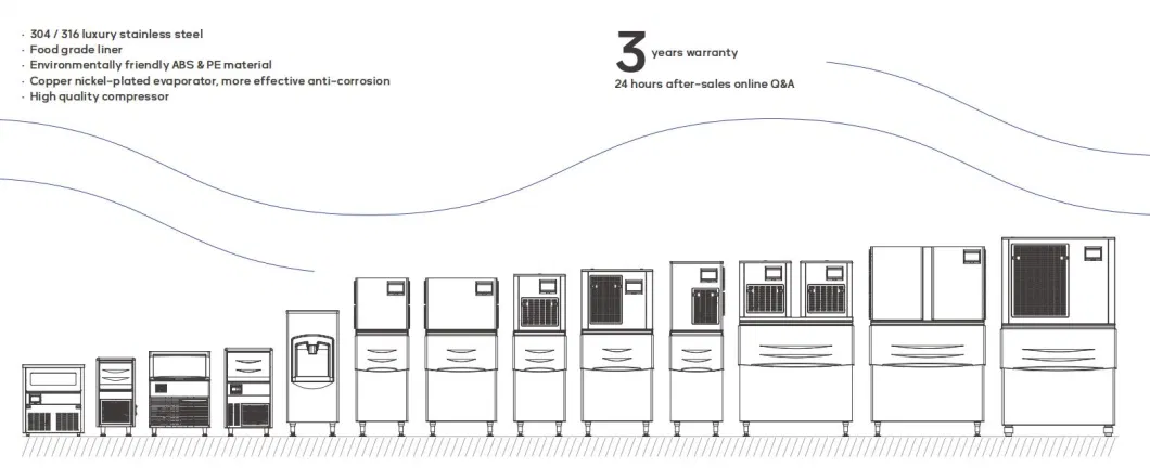 Commercial Catering Drink Beverage Machine Cube Ice Maker Stainless Steel Cube Clear Ice Machine